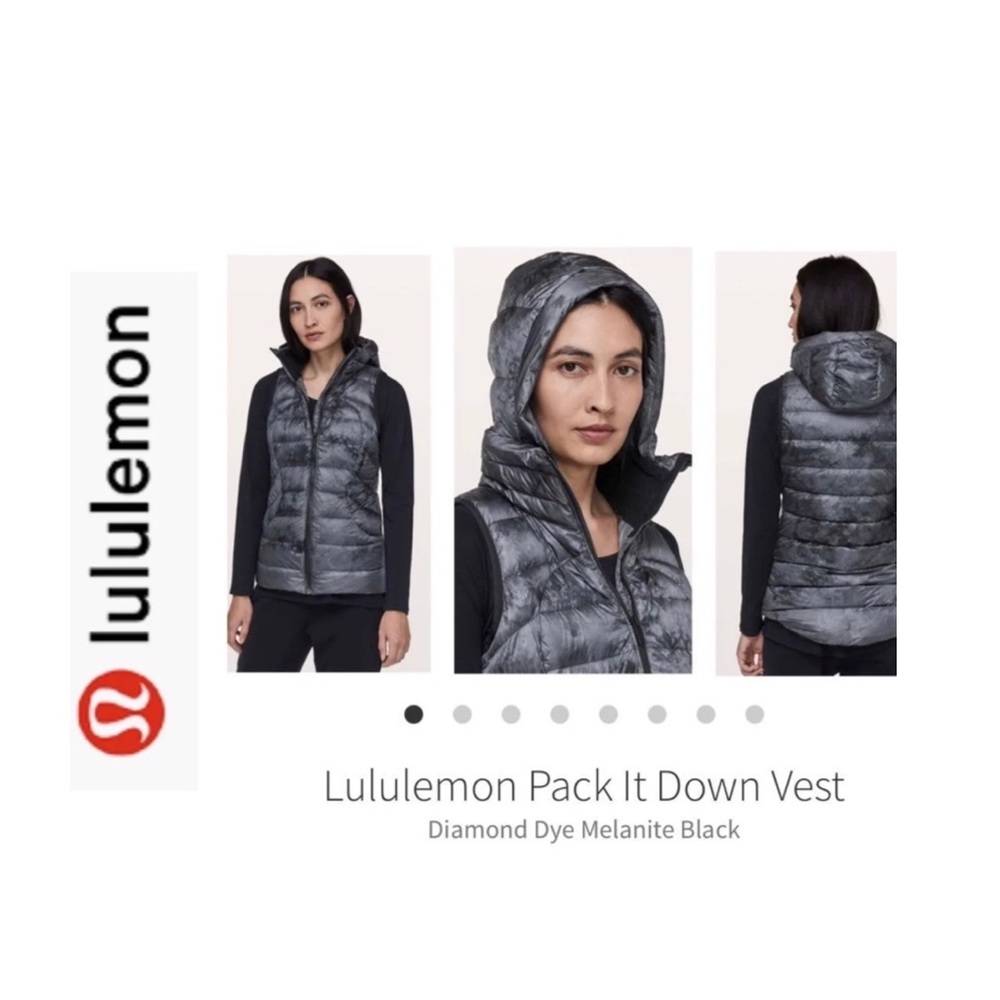 Lululemon Pack it Down Vest. Melanite/Black/Gray Sz 4